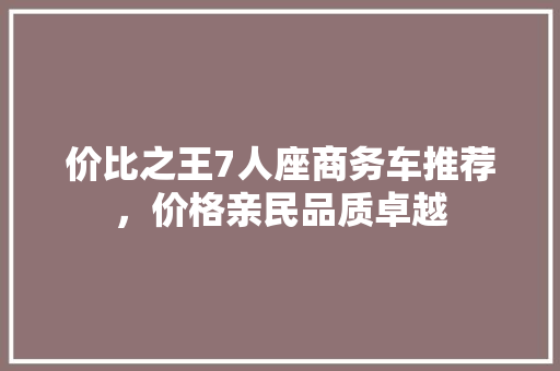 价比之王7人座商务车推荐，价格亲民品质卓越