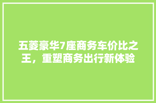 五菱豪华7座商务车价比之王，重塑商务出行新体验