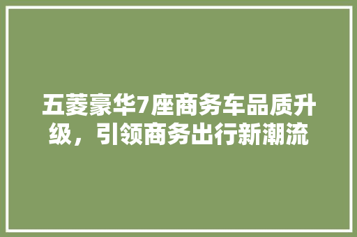 五菱豪华7座商务车品质升级，引领商务出行新潮流