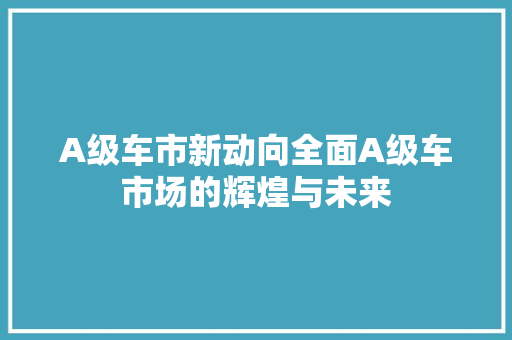 A级车市新动向全面A级车市场的辉煌与未来