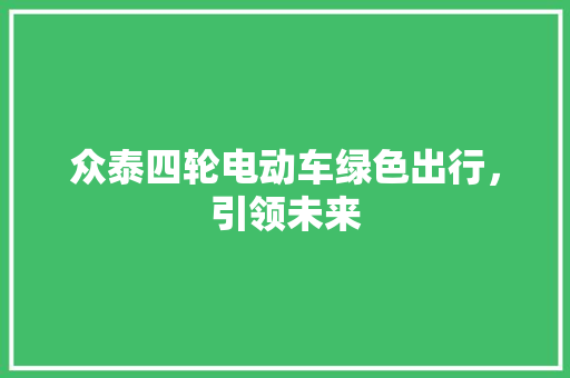 众泰四轮电动车绿色出行，引领未来