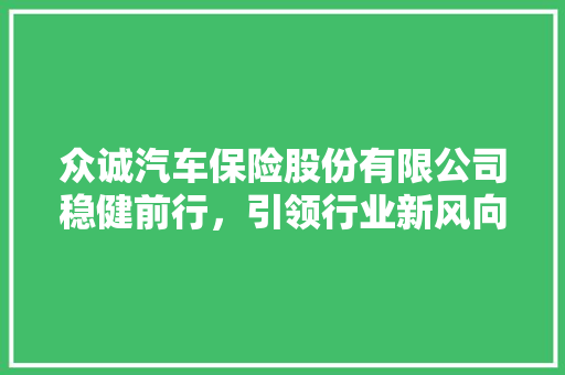众诚汽车保险股份有限公司稳健前行，引领行业新风向