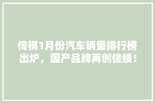 传祺1月份汽车销量排行榜出炉，国产品牌再创佳绩！