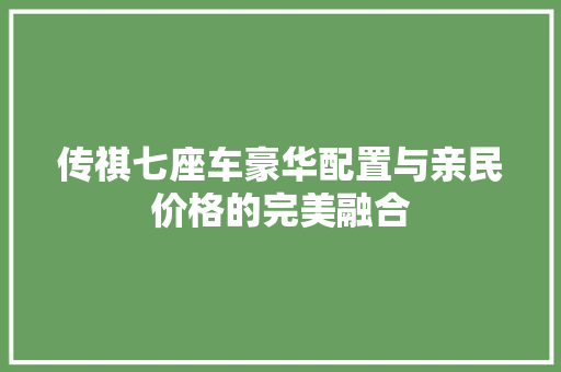 传祺七座车豪华配置与亲民价格的完美融合