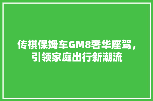 传祺保姆车GM8奢华座驾，引领家庭出行新潮流