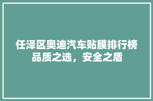 任泽区奥迪汽车贴膜排行榜品质之选，安全之盾