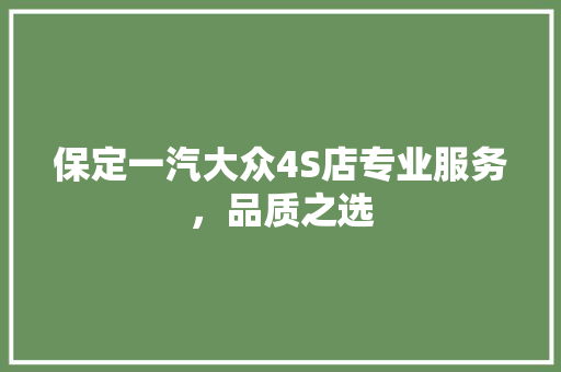 保定一汽大众4S店专业服务，品质之选