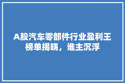 A股汽车零部件行业盈利王榜单揭晓，谁主沉浮