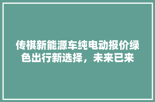 传祺新能源车纯电动报价绿色出行新选择，未来已来