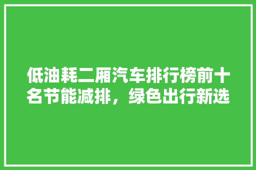 低油耗二厢汽车排行榜前十名节能减排，绿色出行新选择