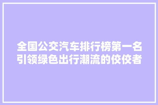 全国公交汽车排行榜第一名引领绿色出行潮流的佼佼者