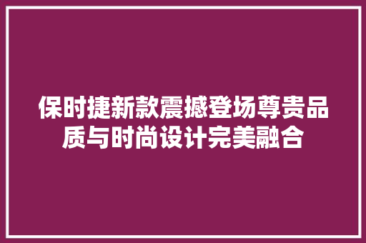 保时捷新款震撼登场尊贵品质与时尚设计完美融合