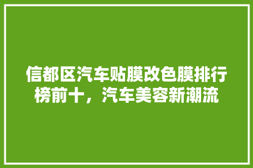 信都区汽车贴膜改色膜排行榜前十，汽车美容新潮流