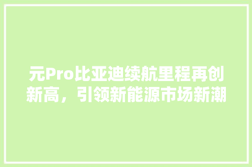 元Pro比亚迪续航里程再创新高，引领新能源市场新潮流