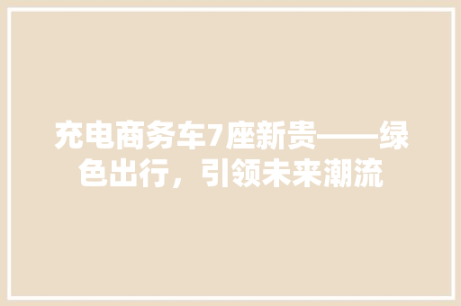 充电商务车7座新贵——绿色出行，引领未来潮流
