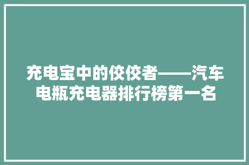 充电宝中的佼佼者——汽车电瓶充电器排行榜第一名