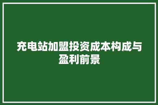 充电站加盟投资成本构成与盈利前景