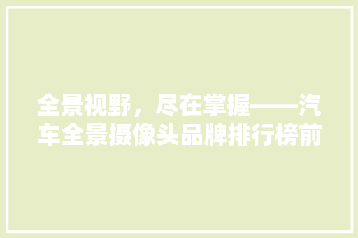 全景视野，尽在掌握——汽车全景摄像头品牌排行榜前十名