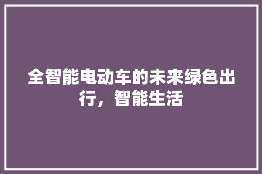 全智能电动车的未来绿色出行，智能生活