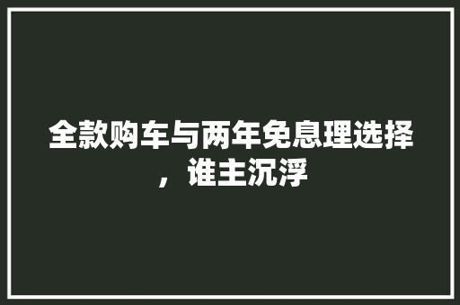 全款购车与两年免息理选择，谁主沉浮