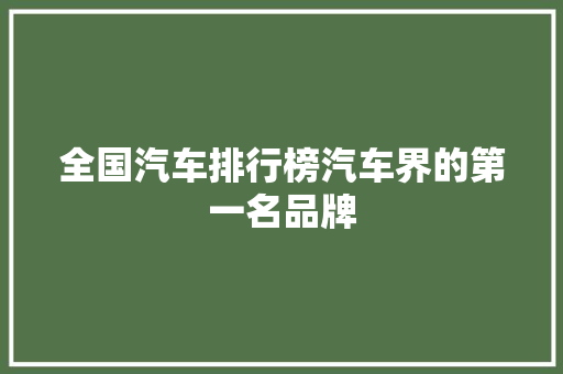 全国汽车排行榜汽车界的第一名品牌