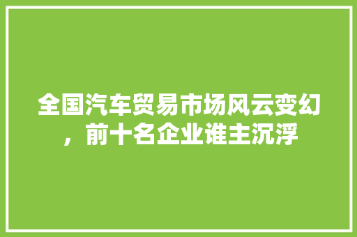 全国汽车贸易市场风云变幻，前十名企业谁主沉浮