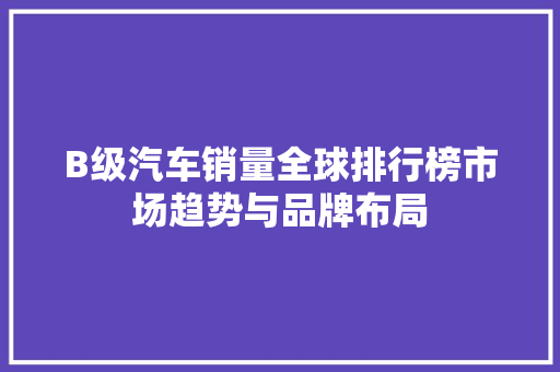 B级汽车销量全球排行榜市场趋势与品牌布局