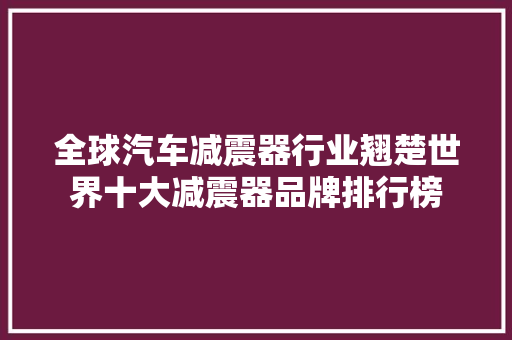 全球汽车减震器行业翘楚世界十大减震器品牌排行榜