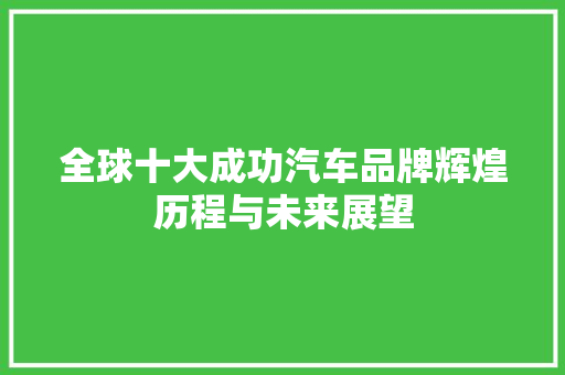 全球十大成功汽车品牌辉煌历程与未来展望