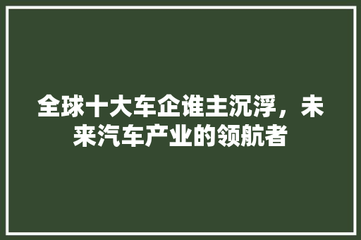 全球十大车企谁主沉浮，未来汽车产业的领航者