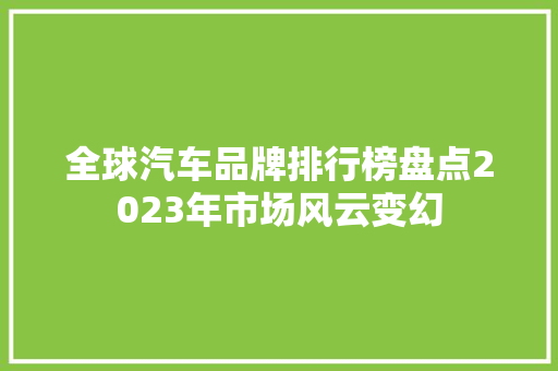 全球汽车品牌排行榜盘点2023年市场风云变幻