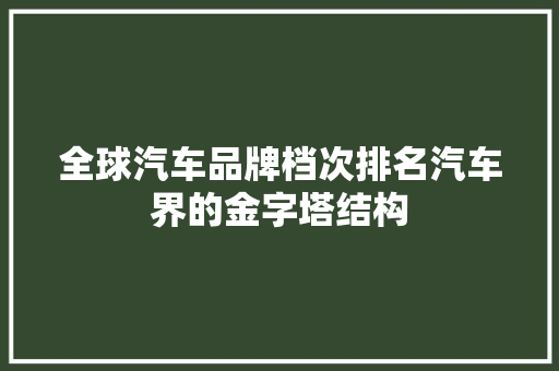 全球汽车品牌档次排名汽车界的金字塔结构