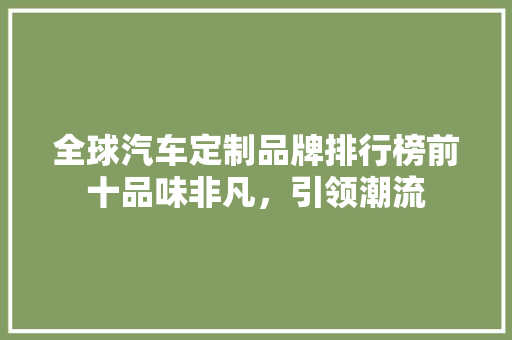 全球汽车定制品牌排行榜前十品味非凡，引领潮流