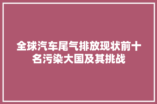 全球汽车尾气排放现状前十名污染大国及其挑战