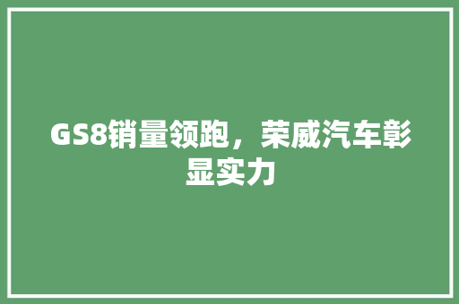 GS8销量领跑，荣威汽车彰显实力