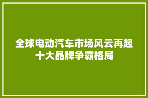 全球电动汽车市场风云再起十大品牌争霸格局