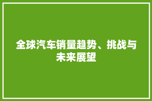 全球汽车销量趋势、挑战与未来展望