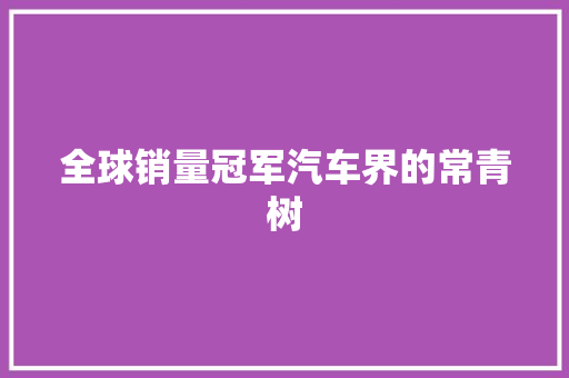 全球销量冠军汽车界的常青树