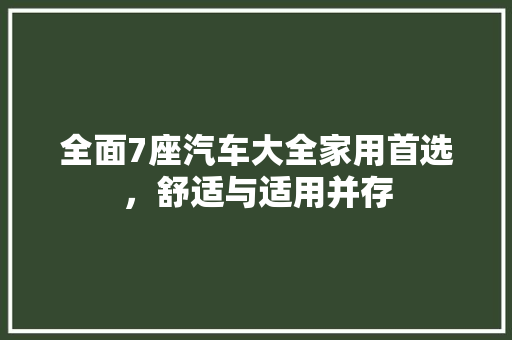 全面7座汽车大全家用首选，舒适与适用并存