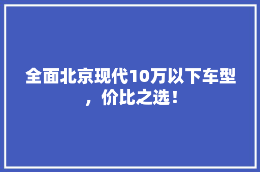 全面北京现代10万以下车型，价比之选！