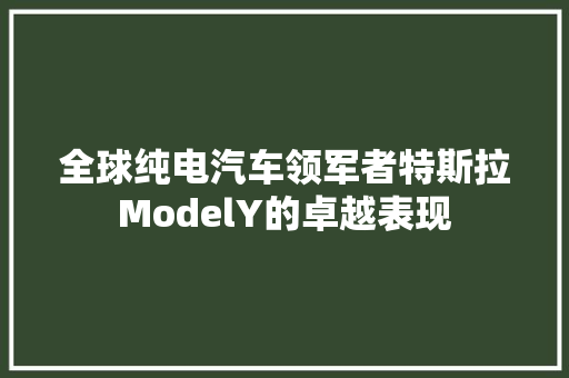 全球纯电汽车领军者特斯拉ModelY的卓越表现