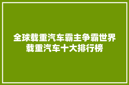 全球载重汽车霸主争霸世界载重汽车十大排行榜