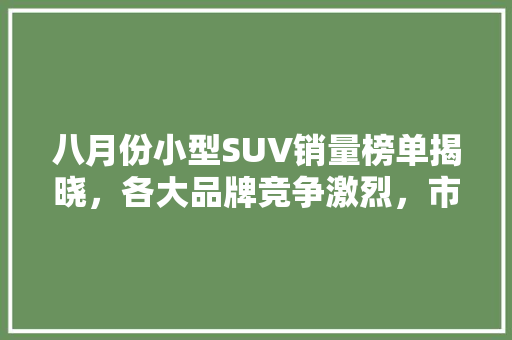 八月份小型SUV销量榜单揭晓，各大品牌竞争激烈，市场格局再起波澜