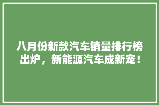 八月份新款汽车销量排行榜出炉，新能源汽车成新宠！