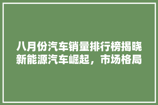 八月份汽车销量排行榜揭晓新能源汽车崛起，市场格局再创新篇