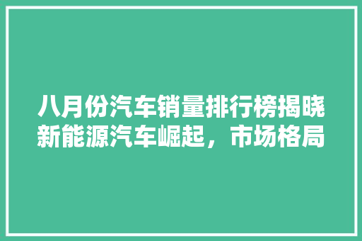 八月份汽车销量排行榜揭晓新能源汽车崛起，市场格局再塑