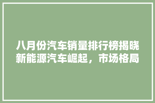八月份汽车销量排行榜揭晓新能源汽车崛起，市场格局悄然改变