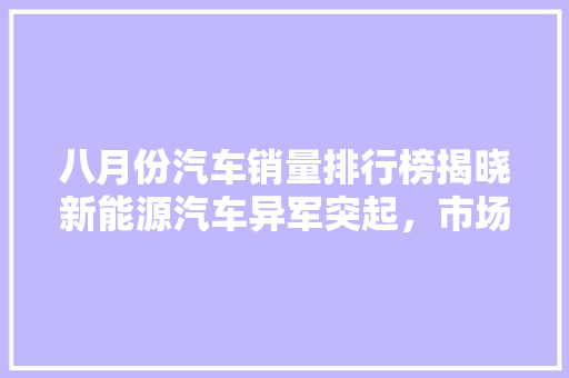 八月份汽车销量排行榜揭晓新能源汽车异军突起，市场格局再创新篇