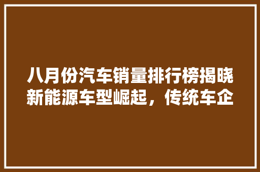 八月份汽车销量排行榜揭晓新能源车型崛起，传统车企面临挑战