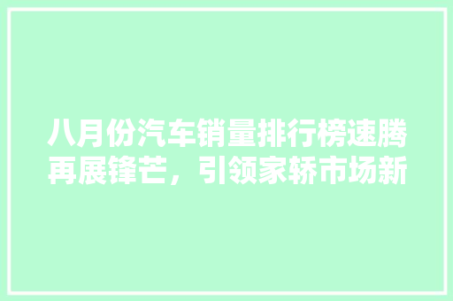 八月份汽车销量排行榜速腾再展锋芒，引领家轿市场新潮流